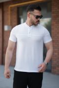 Erkek Hakim Yakalı Kısa Kollu Pamuklu T-shirt resmi